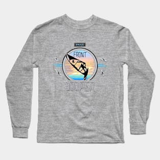 Proud Front Looper Windsurf Jump at Sunset over Ocean Waves Long Sleeve T-Shirt